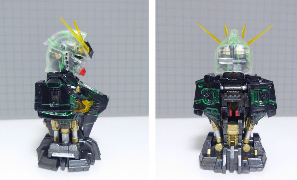 外装にクリアーブラックを使うも、内部メカがほとんど見えない…スモークで塗るんだった(´;ω;`)蛍光カラーもマジックリンで拭き取れると聞いてやってみるも、少しだけ落とす事ができず諦め、うるさくなってしまいました(汗難しい… ( ̄▽ ̄;)