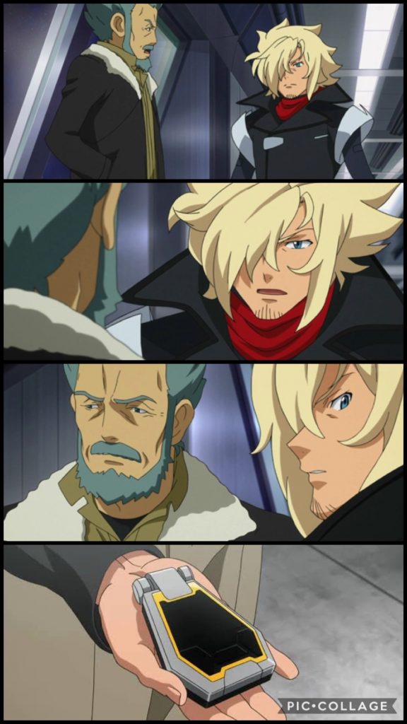 oyz「フリット指令。もういいじゃないですか。」フリット「ふん...!」アセム「アンタも真実を知っているのか?」oyz「ええ....。」アセム「ならば教えてくれ!真実を!」oyz「あれは....貴方が居なくなったのがキッカケでした...。」アセム「俺が!?」oyz「そう、アセムさん。貴方が行方不明になった宙域で発見されたAGEシステムは、貴方が居なくなった事で進化を止めてしまいました。キオ君が成長するまで。そう、AGEシステムの最大の欠点、それはAGEデバイスを持つ者が居なくなる事による、進化の停滞です。」アセム「そうだ。だが俺はガンダムの進化を止めない様に、密かにAGEデバイスをキオの元に届ける手筈を踏んだ。」oyz「しかし、暫くの間、ガンダムの進化が止まったのは事実。その間AGEシステムが行ったのは、AGEデバイスを引き継ぐ者、キオ君を守る者の創造でした。」アセム「なんだって...!?まさか!!」oyz「そう、それがアカオとアオ...。キオ君の遺伝子をベースに、キオ君を守る様にプログラムされた人工知能...A.I.だったのです...!」アセム「人工知能...A.I.だって...!!そんな事が...!?そんな技術がある筈が...!AGEシステムっていうのは一体なんなんだ!!父さん!!」フリット「ふん...。アレは代々、アスノ家に引き継がれてきたモノ...。それしか知らん。」oyz「おそらくは...EXA−DBと同じく、旧世界の遺物...。しかしEXA−DBと違うのは、あくまで脅威に対抗して進化する、という事...。」アセム「ここまで進化したのは、EXA−DBに対抗する為、という事なのか!」oyz「そういう事なのでしょう。この戦争が無かったら、この様な進化はしていない筈です..!」アセム「むう...。しかし、今の問題は...!」oyz「ええ...。キオ君の事ですね...。」アセム「あの2人がA.I.なのならば....、再生は出来ないのか...!?」oyz「それが...、あの2人の身体は、クローン技術を基にした生体ユニット...。ゆえに成長速度を変える事は出来ないので、再生は不可能なのです...!」アセム「ちょっといいか?」oyz「はい?」アセム「この設定、ガンダムAGE的に重すぎる気がするが..。」oyz「創作ですし、各ガンダム作品の真の重さはこんなものじゃありません。なので、そこは気にしないでいきましょう。」アセム「そうか...。」oyz「話、戻しましょうか。」アセム「そうだな。」アセム「しかし、このままでは..!」oyz「ええ...。ただ、AGEシステムは次の過程に入っています。新しいガンダムの進化、見届けましょう。我々に出来る事は今はそれだけです。」アセム「ああ。だが俺はキオに会ってくる。父親としてな...。」