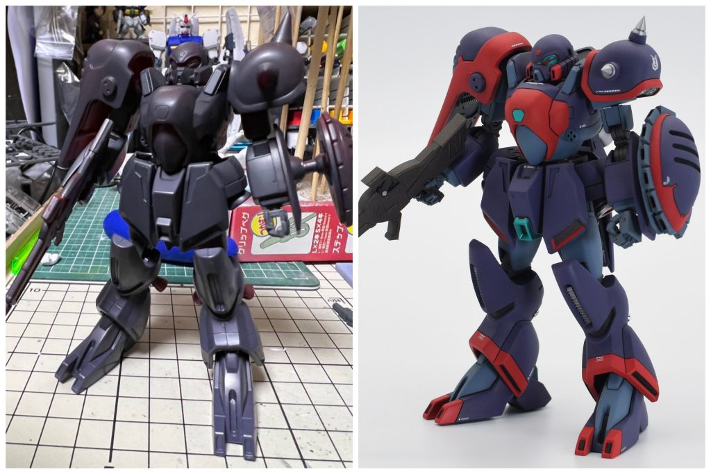 ゾリディアの素組と比較当時のVガンダムキットと比べてもHQ(ハイクオリティ)とは?と思うキットですが、プロポーションはバツグン!バランスを崩さないように関節を最新フォーマットに置き換えたりビームシールド発生装置やビームライフルなど細部のディテールを増してハイクオリティになるようにしました