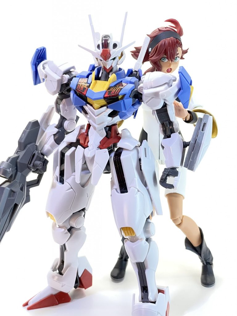 以上、フィギュアライズ・スタンダード スレッタ・マーキュリーでした。最後はエアリアル(ほぼぱち組み、一部改造、未塗装)を盾にして隠れるスレッタさんでお別れです😆ご覧いただきありがとうございました😊