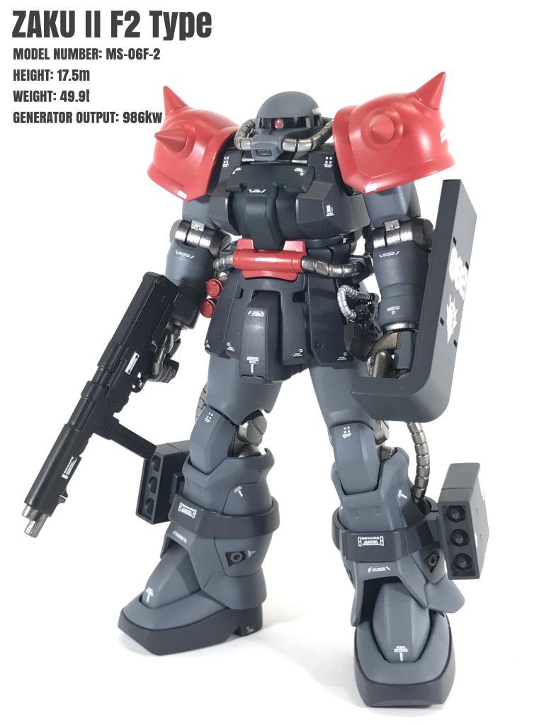 2号機（機体No.082）僚機その1  ザクⅡF2です。両肩をショルダースパイクにしただけで他はノーマルです。