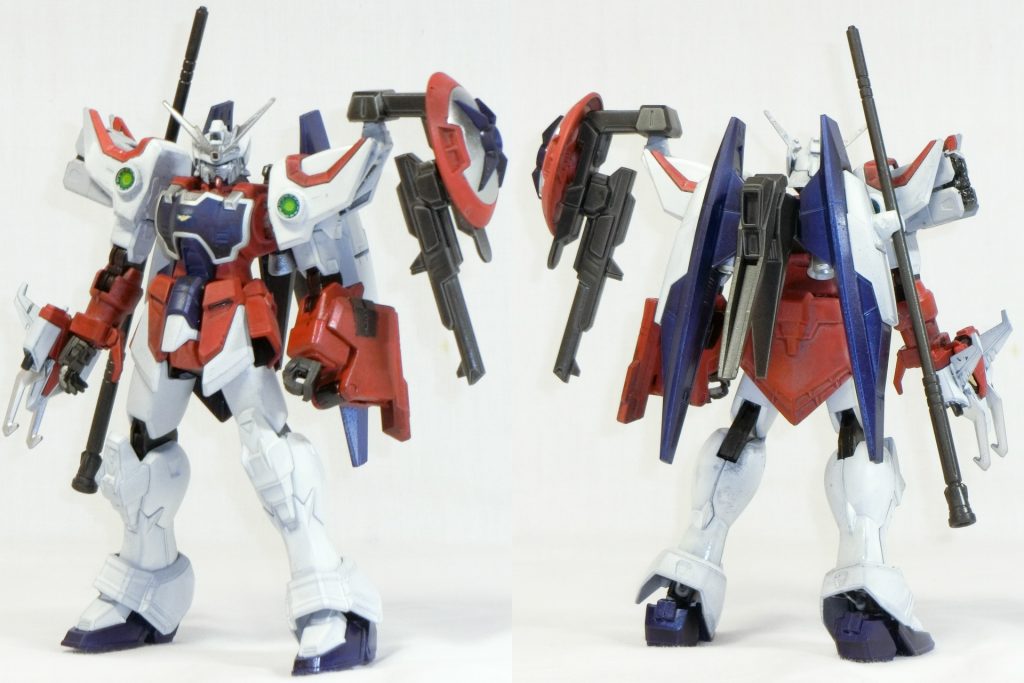 HGACシェンロンガンダムをベースにGバウンサー(厳密にはGサイフォス)のバックパックとブルデュエルの武装を一部増設。 あとファイティングサイトはMSレンズに置き換えました。