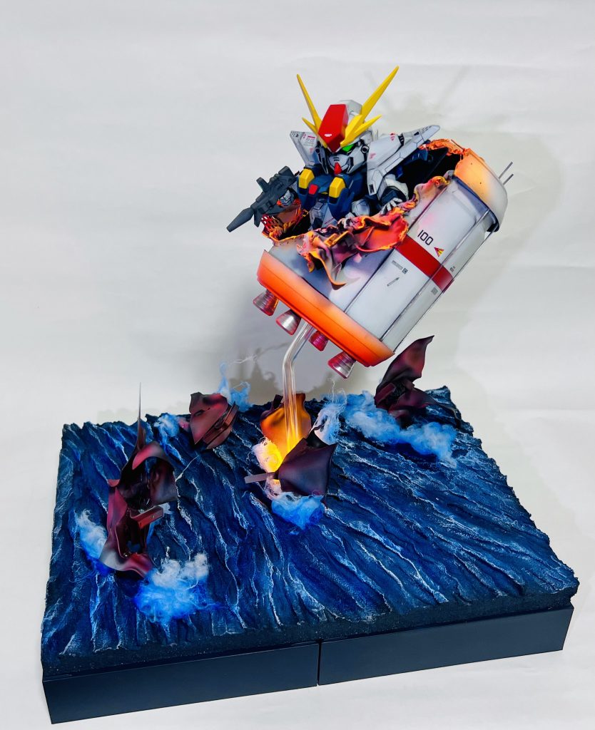 SD BB戦士 閃光のハサウェイ クスィーガンダム 塗装済み完成品 オリジナルLEDベース付き–2枚目/制作者：H4co Y