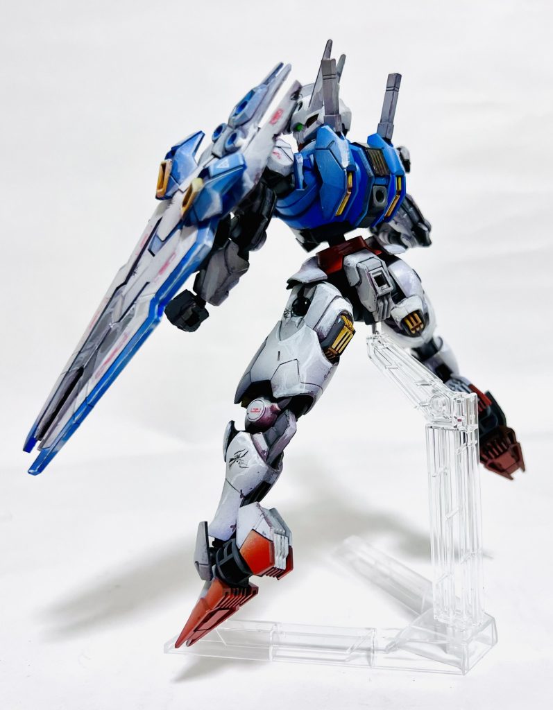 HG 1/144 機動戦士ガンダム 水星の魔女 ガンダムエアリアル 2次元彩色アニメ塗りダメージ加工 塗装済み完成品–3枚目/制作者：H4co Y
