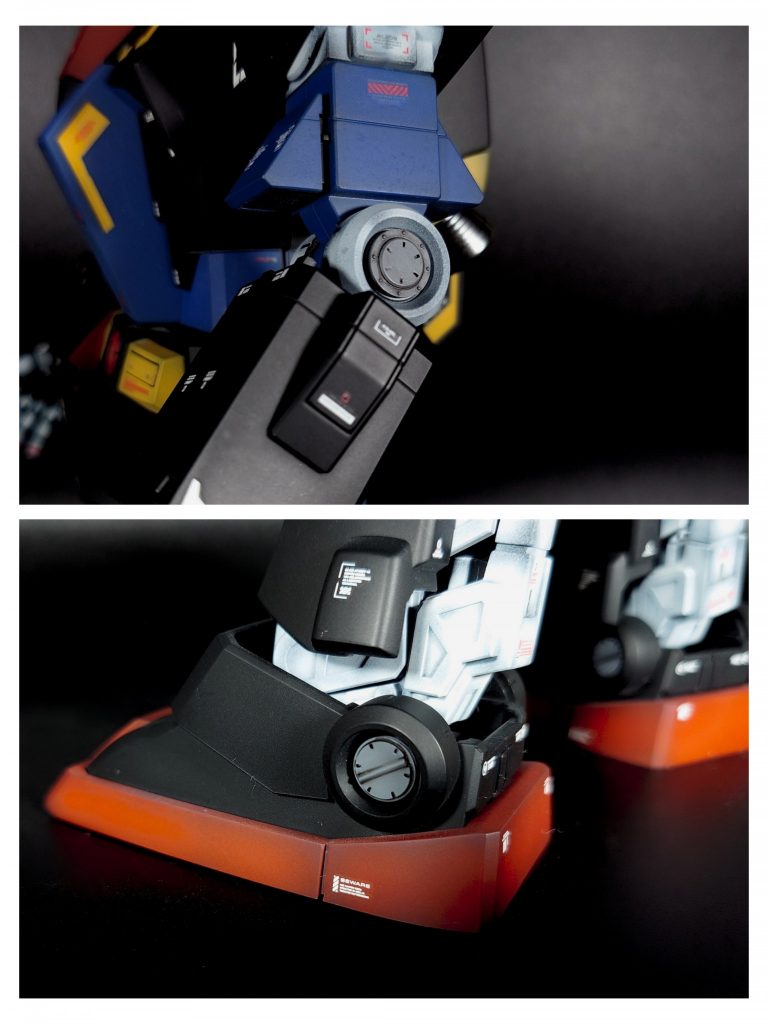 大きさゆえのペラペラの印象の肘とくるぶしの部分には自作パーツを貼りつけてます(市販パーツでは大きさが追いつかない)