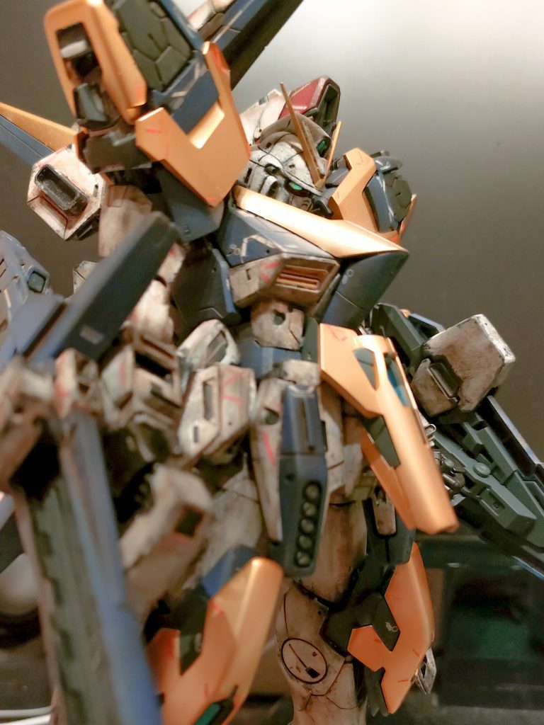 つや消し吹いて部分塗装前の状態です。ゴールド部分は光沢トップコートを吹いています。