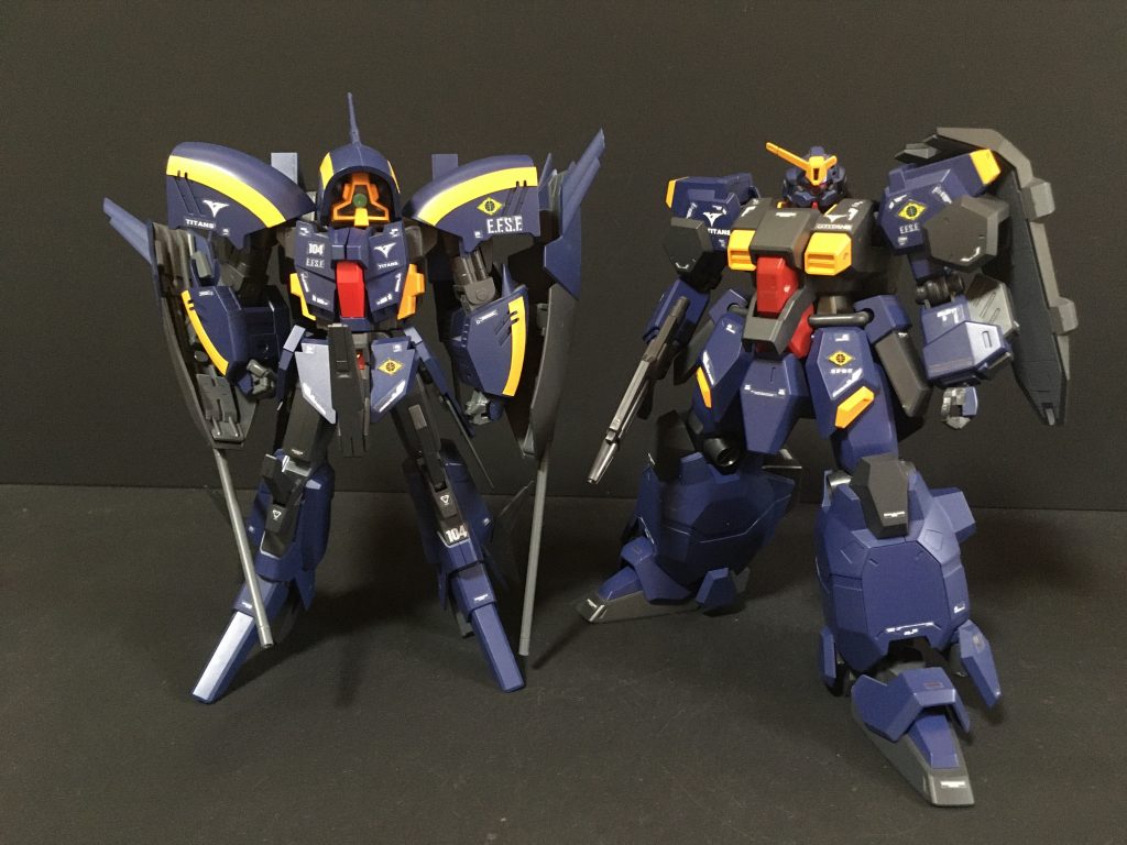 90年代ティターンズ量産機のツーショットです。アンクシャはグスタフカールに負けず劣らず大きいことがわかります。アンクシャ https://gumpla.jp/hg/1131807グスタフカール https://gumpla.jp/hg/1185590ご覧いただきありがとうございました。気にいっていただけたら いいね👍をよろしくお願いします。