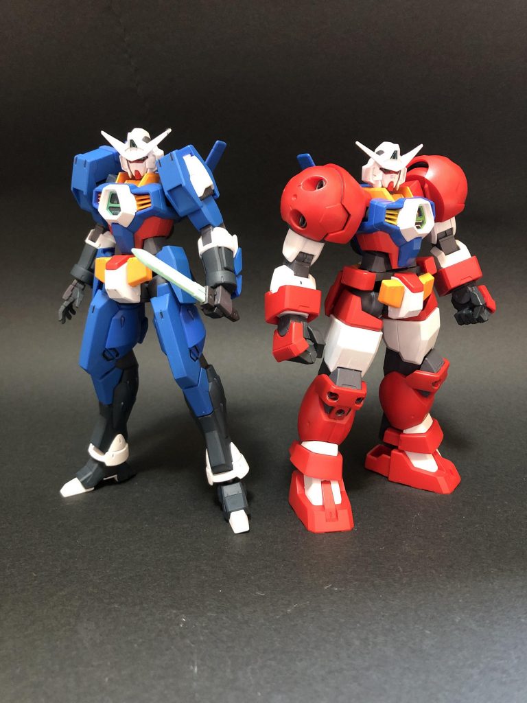 先月作ったタイタスと。できる限り劇中の登場順に組んできましたが、フリット編は今回でお終いになります。筆塗り　全塗装ガンプラ　2022 その78