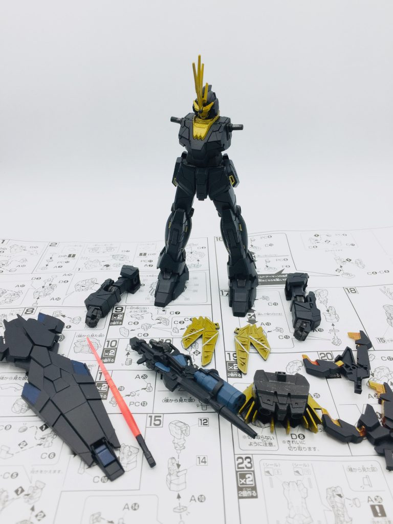 塗装が完成したパーツを組み立てて完成です。ブログに詳細を記載していますので見ていただければ幸いです!クリック≫HG 1/144 バンシィ・ノルン  ユニコーンモード完成≪クリック