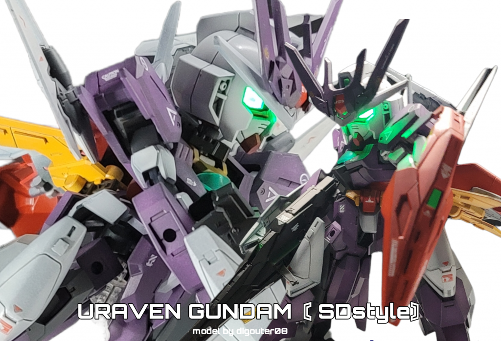 というわけでSDユーラヴェンガンダムでした。今回は紫部分は下地を焦げ茶系のグラデにしてクリアパープルで仕上げてみました。自然でリアルなグラデ感が気に入ってます😊見ていただいてありがとうございます✨