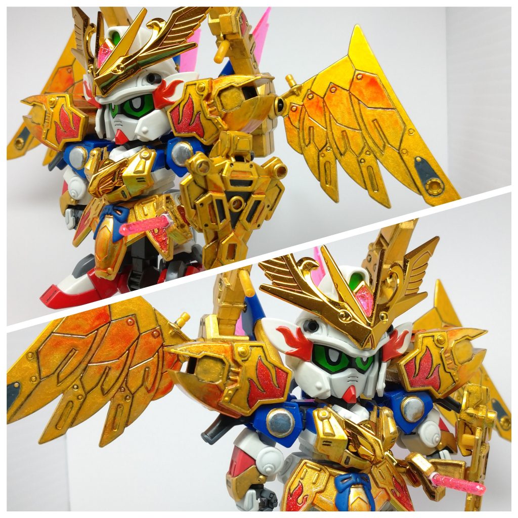 炎をイメージして翼と肩部にグラデーションになるよう挑戦しましたが薄かったかもしれません。