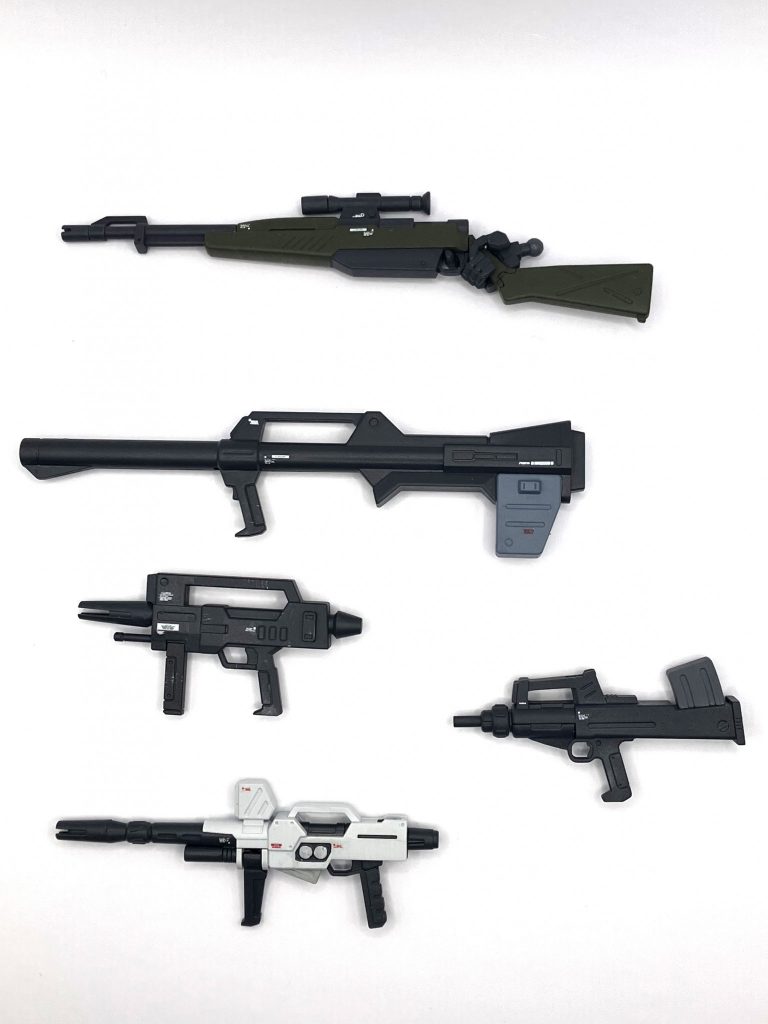 武装は前回のジムスナイパーⅡの時に合わせて一緒に作ってました。使い回しじゃないですよ？