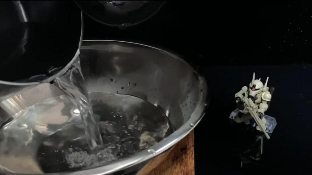 お湯でコンバージを分解する工程です