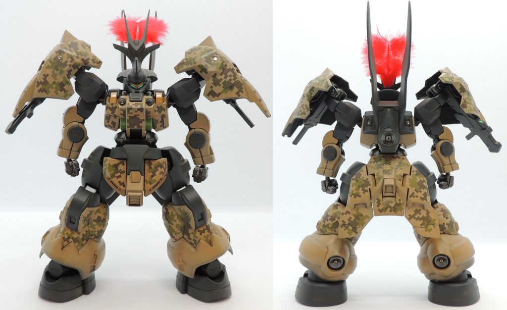 股間軸を左右逆に取り付けることで、手軽にプロポーションの変更と脚の可動域の拡大を図ることができました。