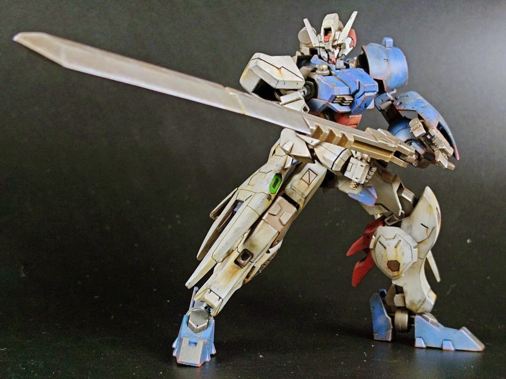 大型武器のデモリッションナイフ。刃の部分はシルバーのドライブラシ。可動部や奥まっているところには赤サビ。