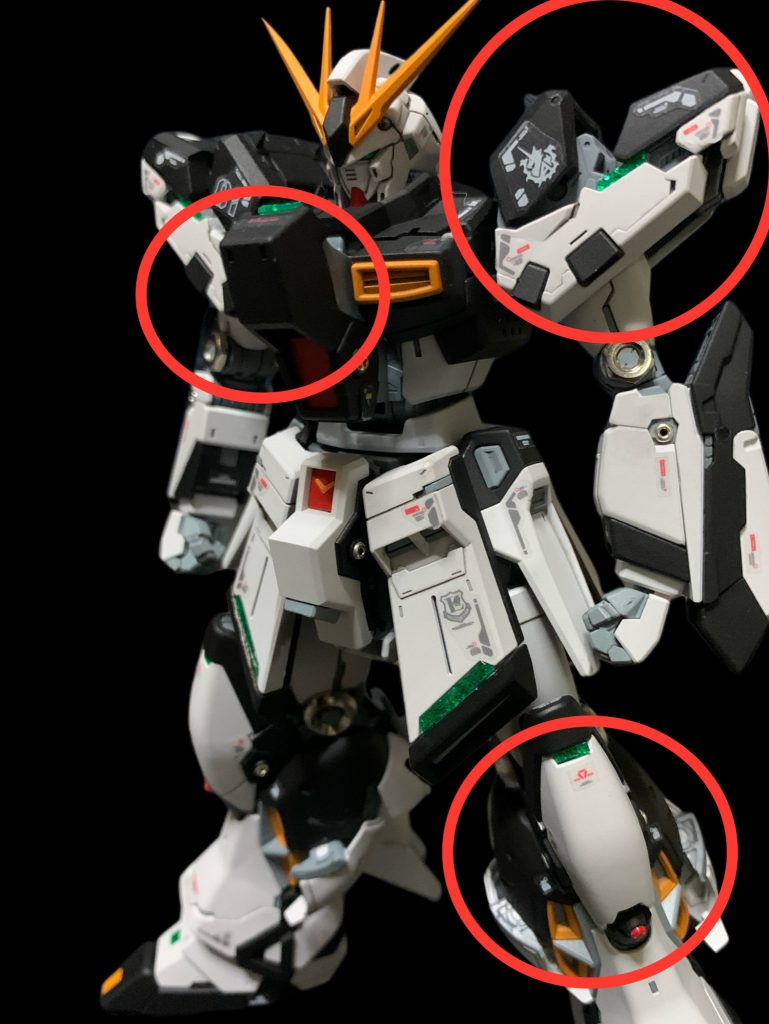 各所に緑色のモザイクテープを埋め込んで内部サイコフレームっぽさを出してみました。