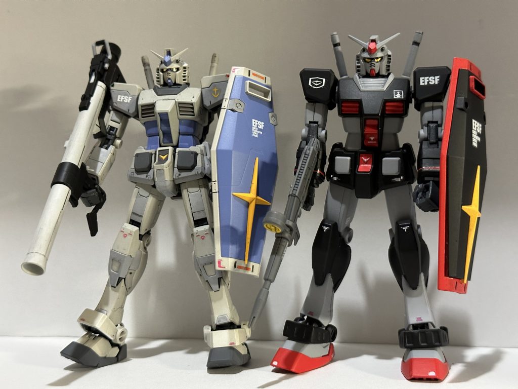 以前製作したプロトタイプガンダムと。