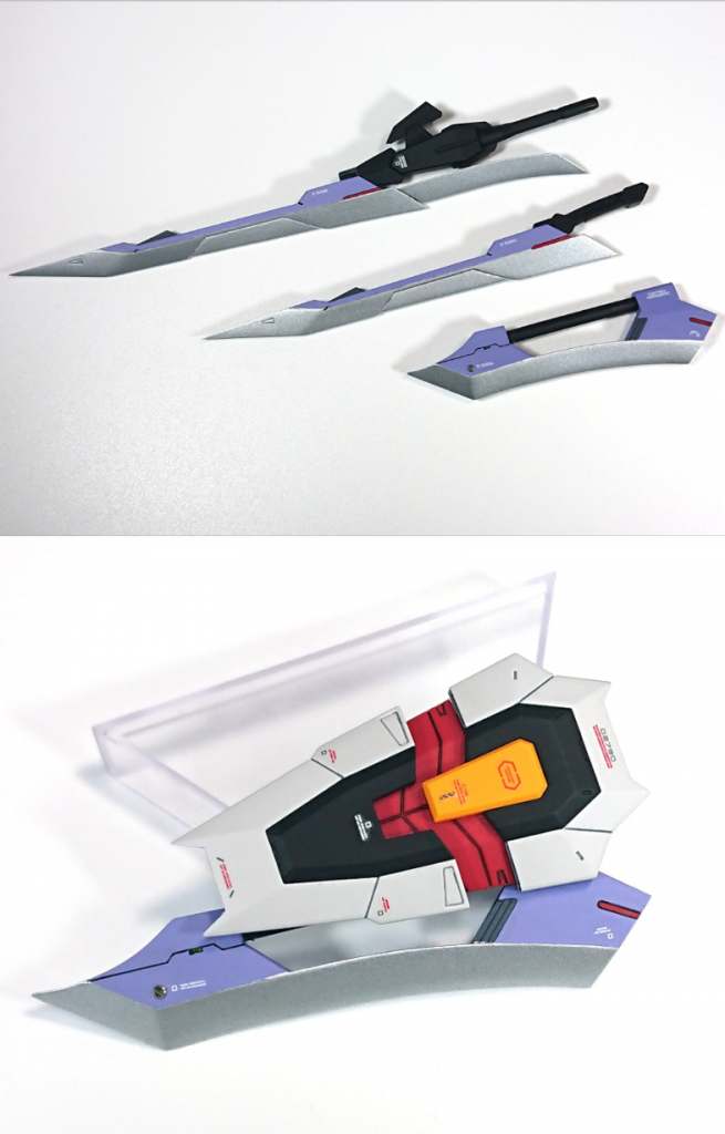 ロードアロンダイトロードロングソードを組み換えて形を変えています。3つまで分離でき、カッターはシールド裏にマウントできます。