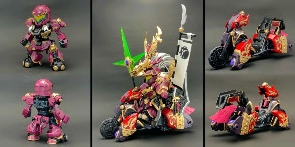 ●各面①軽装タイプと二輪形態出威乱座の本体は『董卓プロヴィデンスガンダム』頭は『呂布トールギス』より。