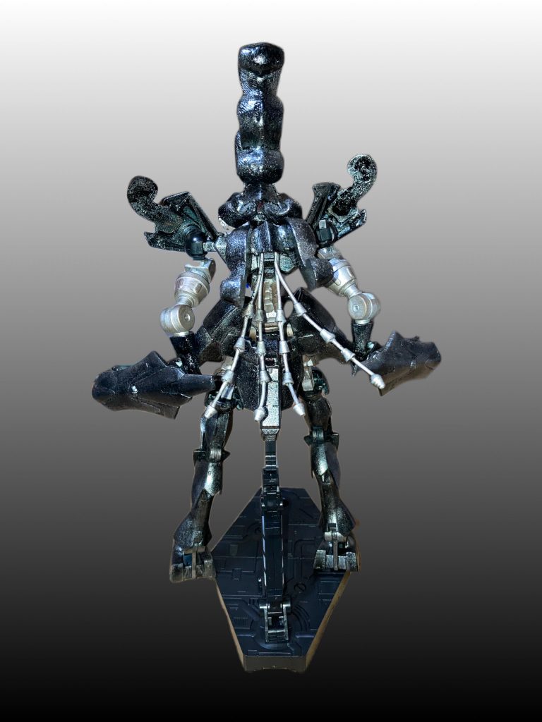 後ろの髪の毛?風はまたしても針金加工。gtmは骨格がとにかく複雑で、フレーム作りの段階でバランスを取るのが難しいです。