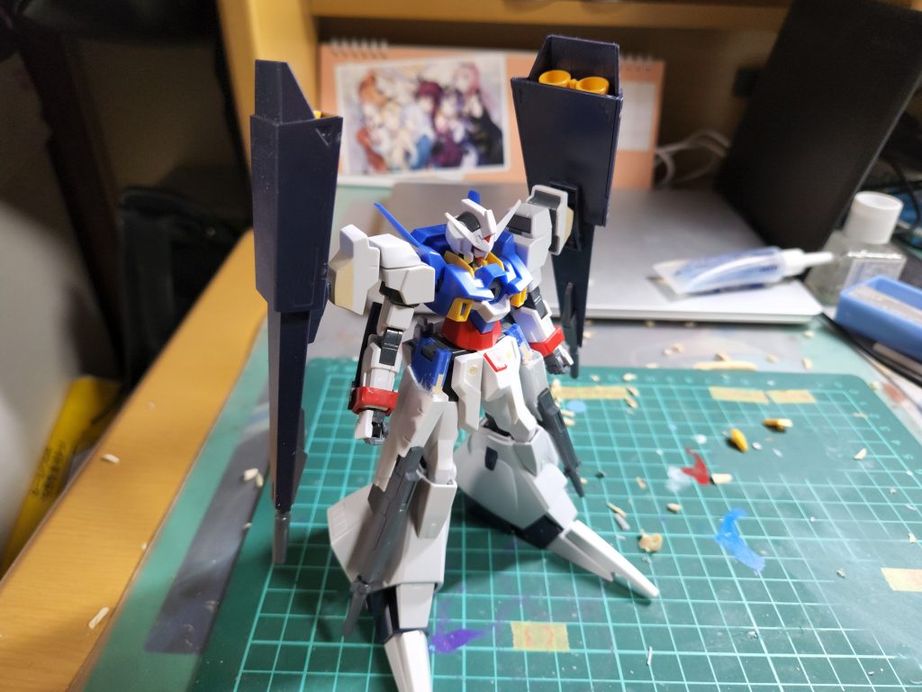 2枚目からまたまた期間が開きまして軸強化も終わった状態になります。実は今回使用したギャプランのキットはフライルーになります。通常のギャプラン手に入らなかったんですよね……