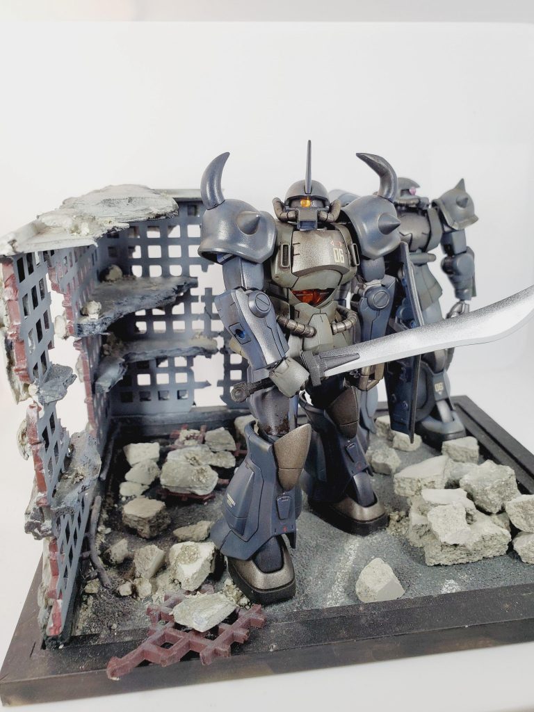 HGUC　グフ　ザク　【ジオラマ】最前線–3枚目/制作者：満天星