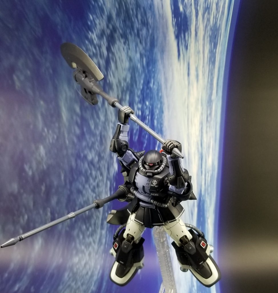 ボディ　=　ロイヤルブルー+フラットブラック胸・腕　=　エイザーブルー腿　他　=　ガンダム78ホワイト足　他　=　ファントムグレー 