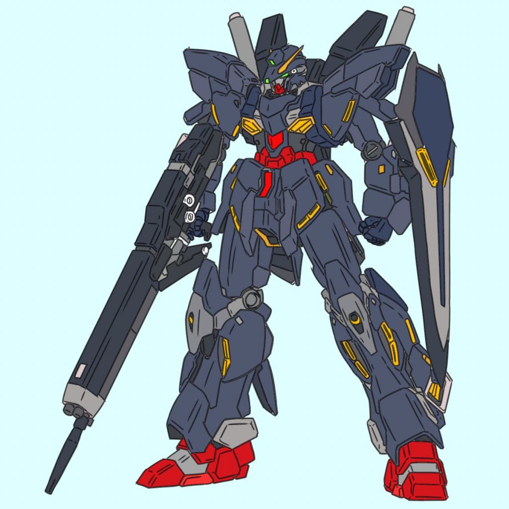 Zelgameth さんのイラストです。今回はイラストを読み解くところからはじまりました。盾はNTっぽかったので、武器とタンクはNT版から持ってくることにしました.