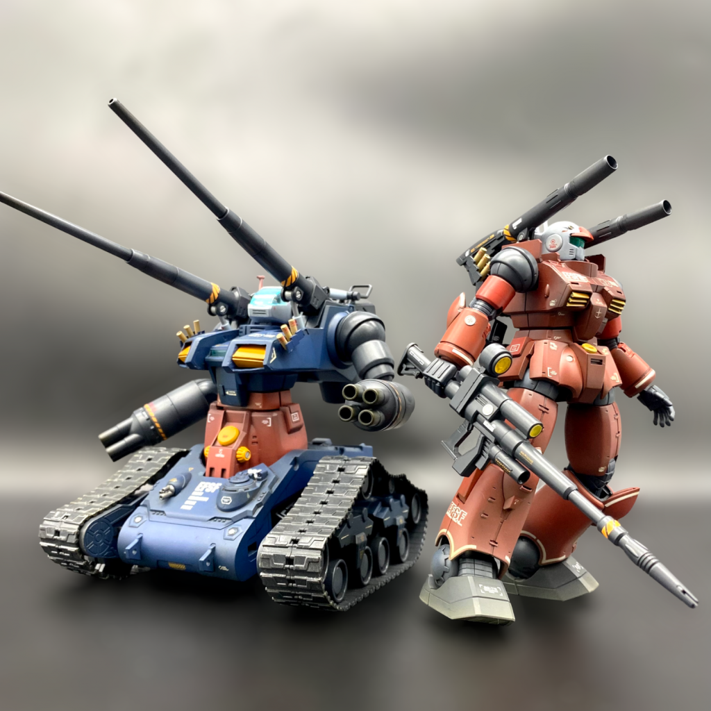 折角なのでガンタンクと。スナイパーライフルはストックを持たせると長さが強調されてカッコ良いですが、実際にこんな重心の端持ったら怒られそうです。