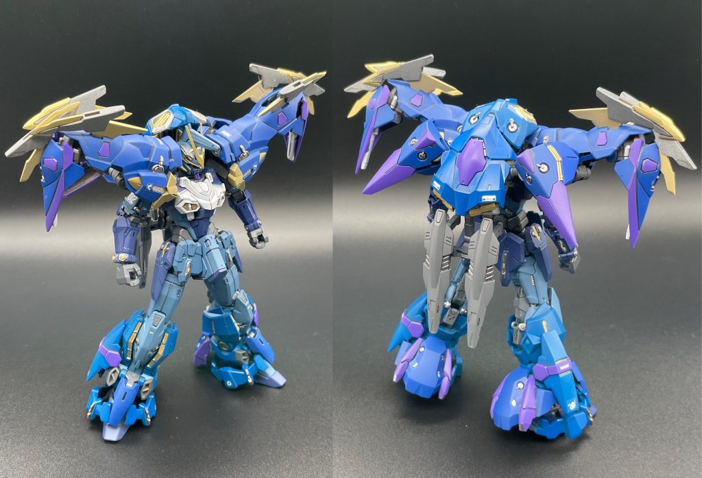 全体的にブルーを基調としながらも、本来のパープルも取り入れたかったので各所に散りばめるように塗装してみましたが、結構毒々しくなりましたね😅