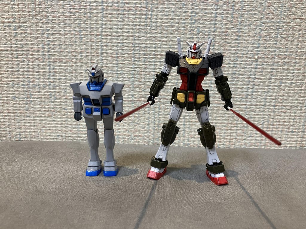 【オマケ】横浜で入場の時に貰ったミニプラと。その差およそ40年。プラモの進化を実感します🤤