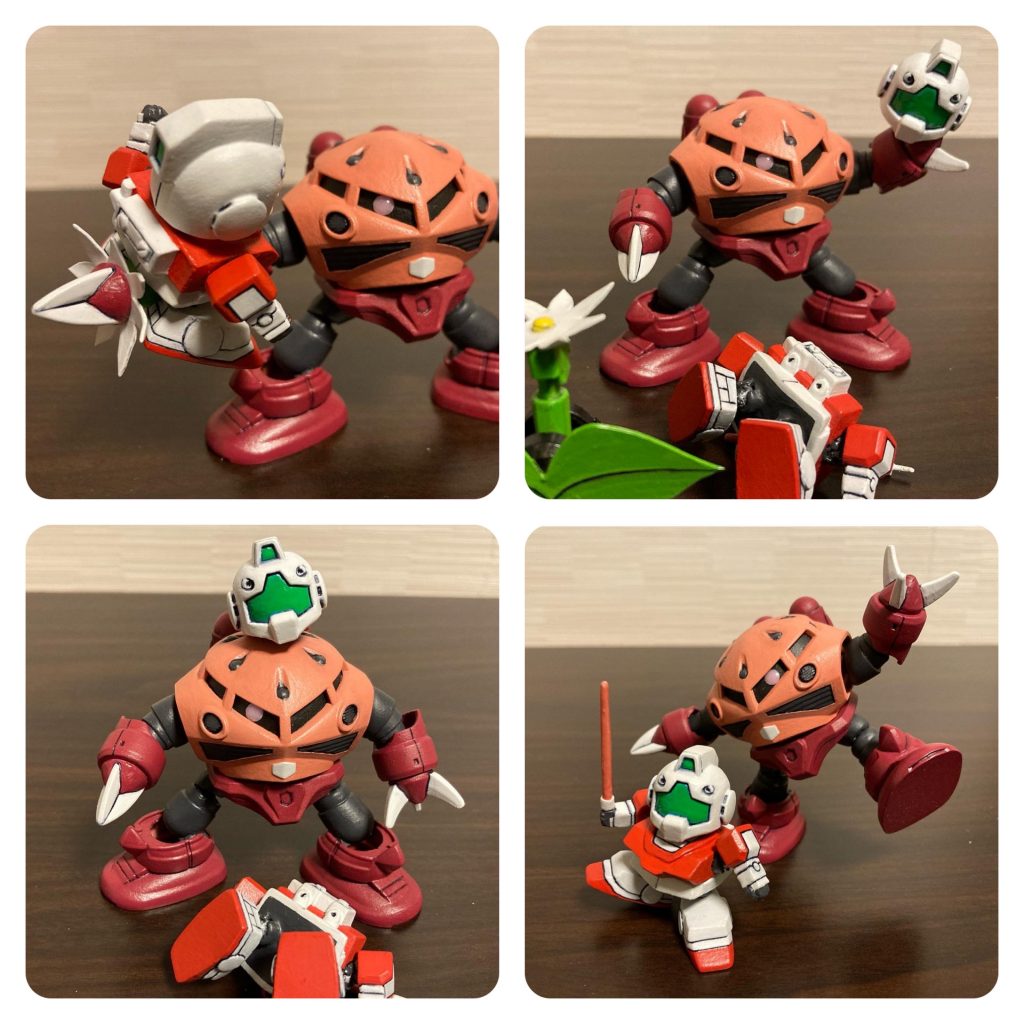 ジャンクパーツとプラ板で、ジャブローに散る用の接続パーツを作成。使わない時はお花になります。