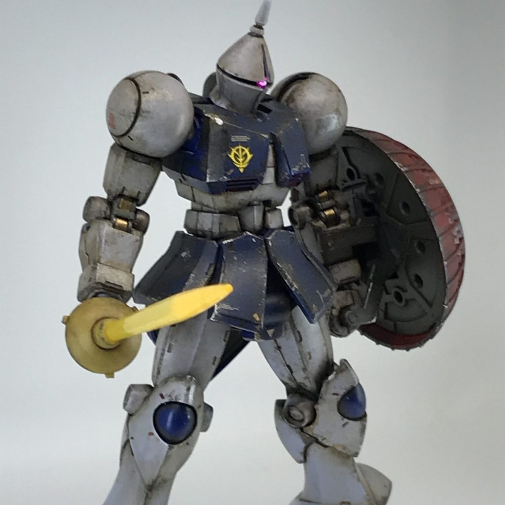 グライフェン　塗装ウェザリング完成品 Molded color finish] The result of dirtying up an RG Zaku
