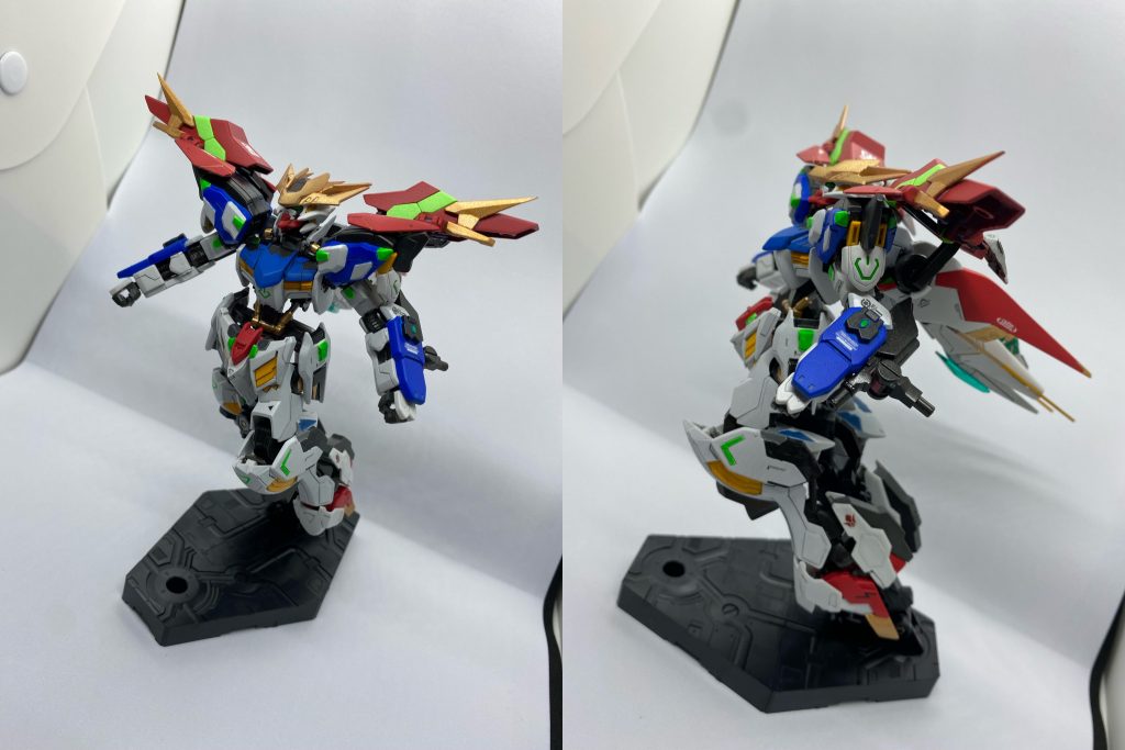 フライトアーマー。飛びます。飛べると思って作ったなら飛べるのです。ガンプラとはそういうものなのです。さらに胸部アーマーを装着して……