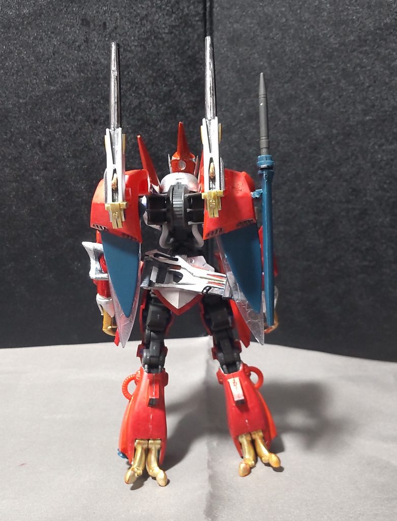 リアビューオーラキャノンはオーラコンバーター付けました。※コンバーターの羽根は可動します。またリアアーマーにオーラソードライフルを取り付けることができます。