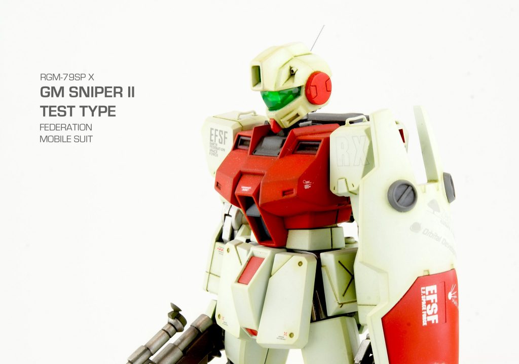 This model uses the HGUC Sniper II body, with '89 GM Command head and backpack modified to fit. 