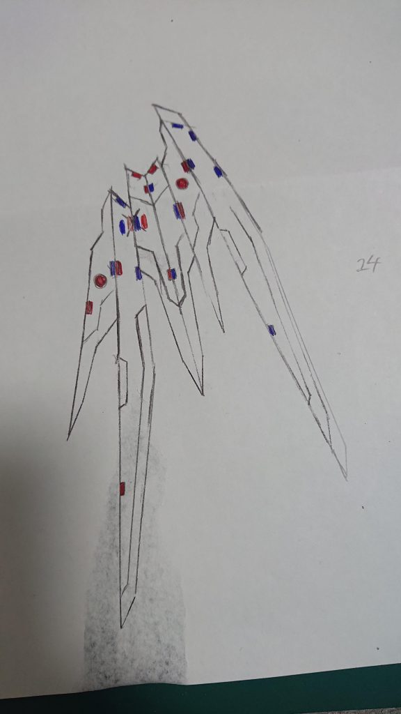 設計図…というかスケッチですね。ネオジムを仕込む際の磁極の向きとかのメモも兼ねてます
