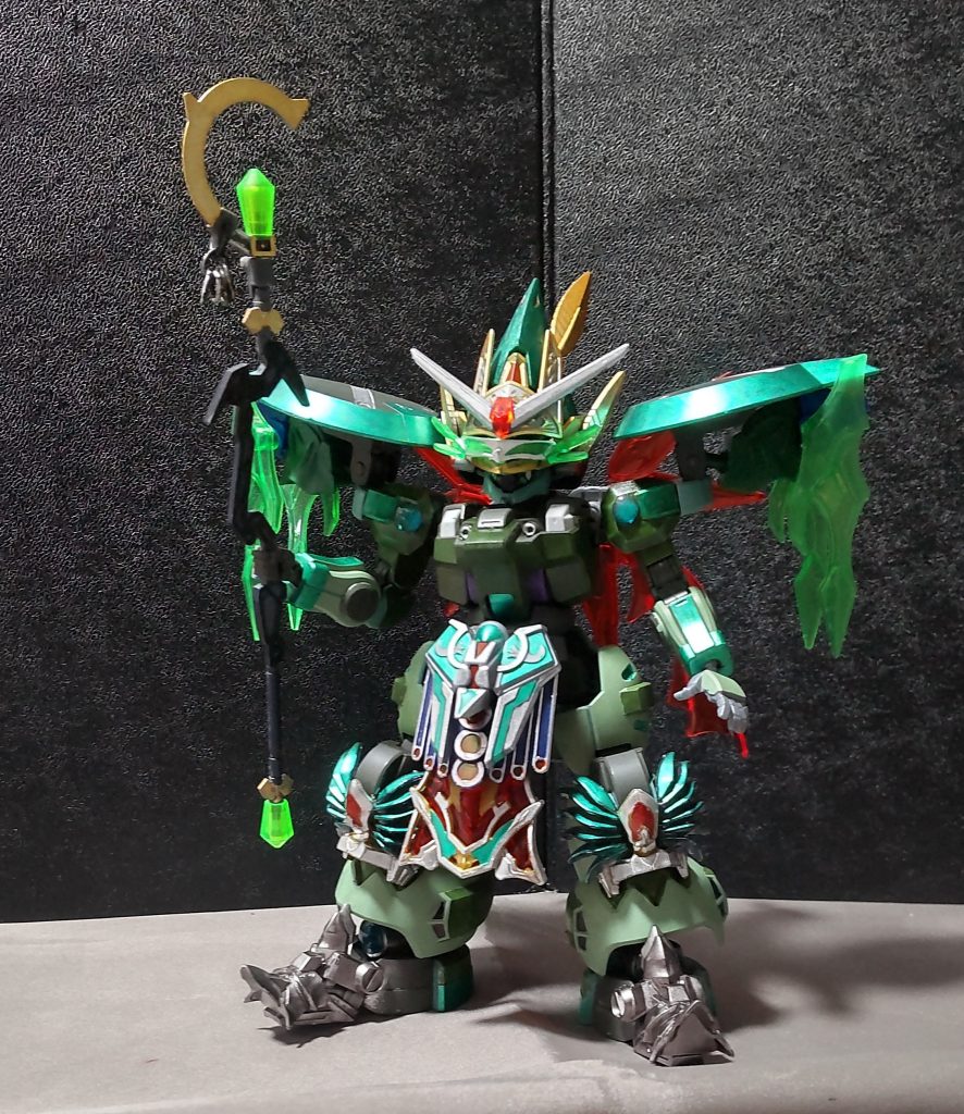 今回は多くのSDガンプラのパーツを使用させてもらいました。・ロビンフッドAGE2・周瑜アカツキ・シーザーレジェンド・レイフガンダムGP04他にも30MMのオプションパーツを使わせてもらいました(主に武器)