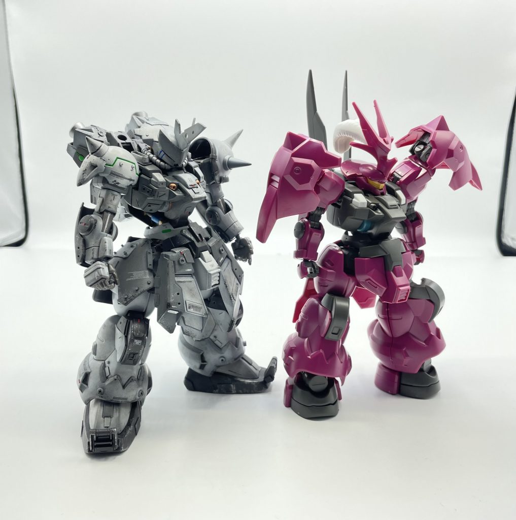 最後に元キットと比較という訳でディランザ-白狼-でしたダラダラ作ってたら水星コンが発表されたので渡りに船な感じで参戦しました、いつもながらありがたい今回はキットの流通具合なんかを考えるとディランザ多そうな予感ですが、うちの子にも頑張って欲しいものですそれでは、最後までご覧いただきありがとうございました( ✌︎'ω')✌︎