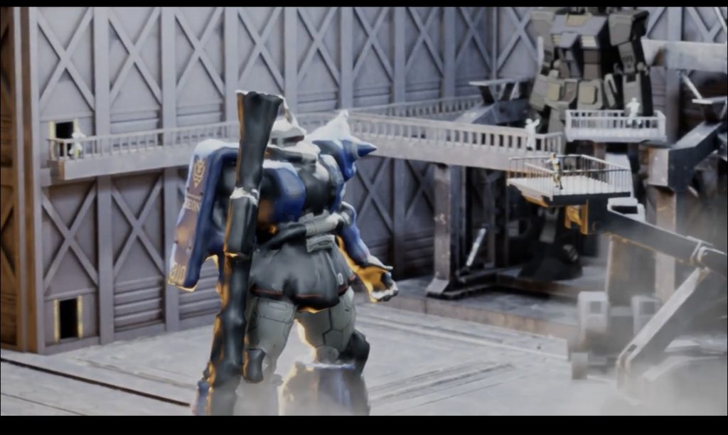 新宿で行われた、GUNDAM NEXT FUTURE に持って行き、GUMPLA Scan Movie（プラモを立体画像化してもらい、映像でジオラマが楽しめる動画）の切り取りがこれです。