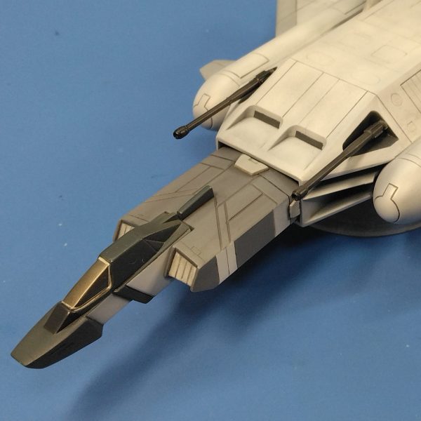 1/144 「コアブースター」塗装工程がほぼ完了。細部塗装とスミイレで情報量がアップ。あとはデカールを貼って仕上げ工程へ。（1枚目）