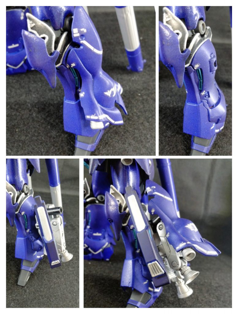 ふくらはぎのスラスターを一度パージし、強化パーツを挟み込む形で合体。ブッピガァン!!