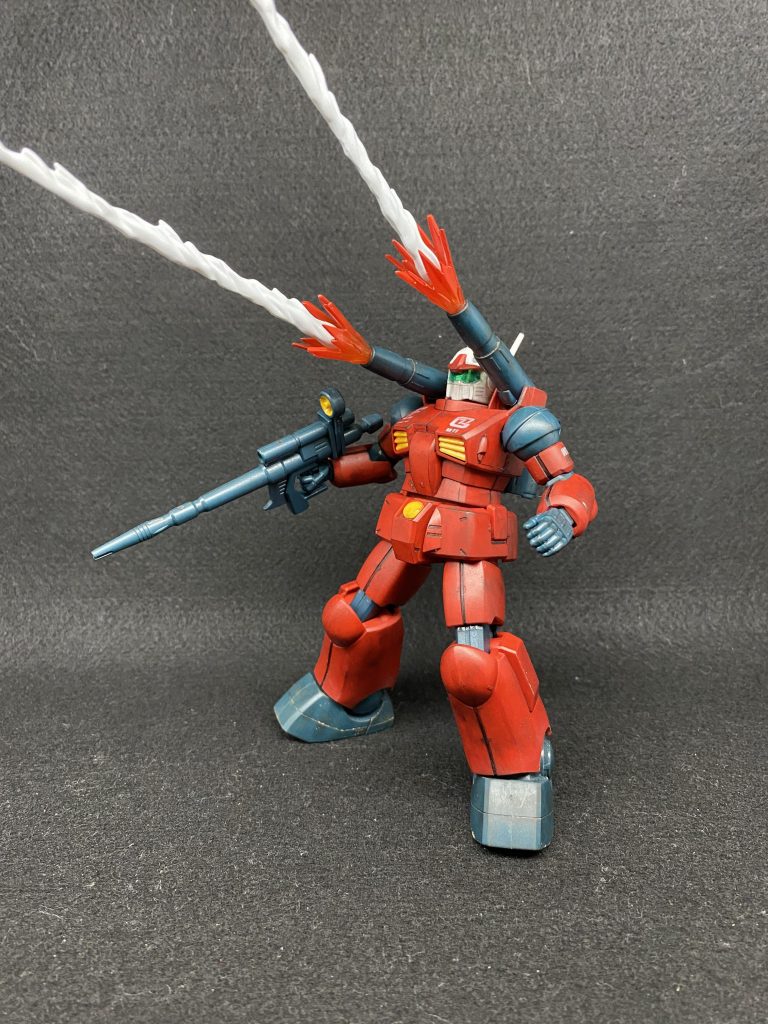 アクションポーズ3砲撃エフェクトはガンタンク同様MSエフェクトなどを塗装して作成しています。
