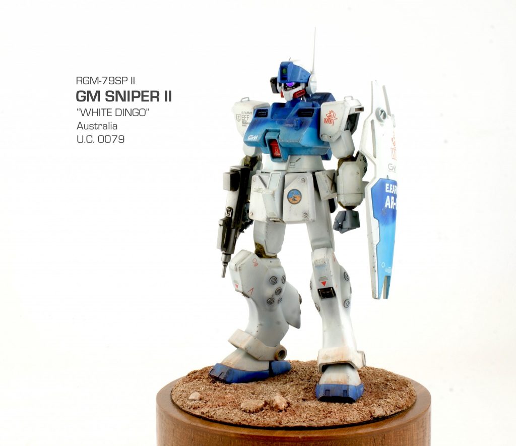 My model is a major conversion project that I started before the release of the HGUC Sniper kit: The base kit is the 1/144 scale '89 GM Command with additional parts from the 80's Hi-Zack, Nemo, as well as the head from the Sniper II kit.