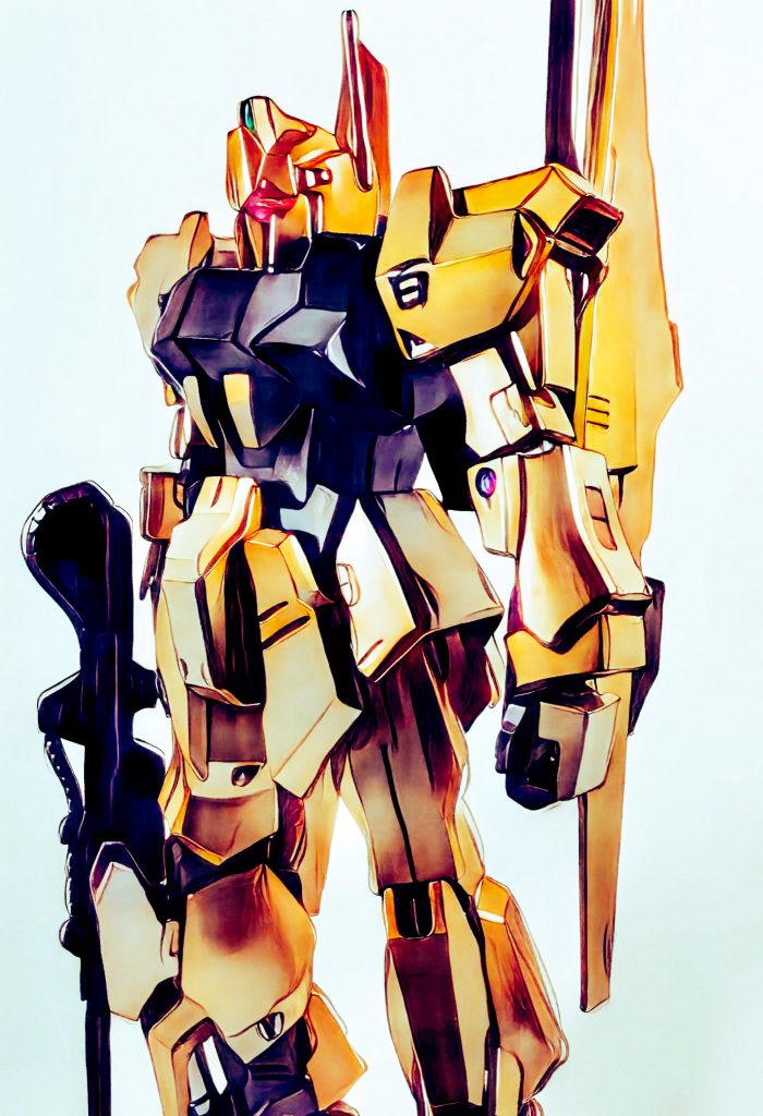 イラスト風塗装が出来ないので、画像編集でイラストタッチに変換。イラストとかで見る金色感はこんな感じでは？