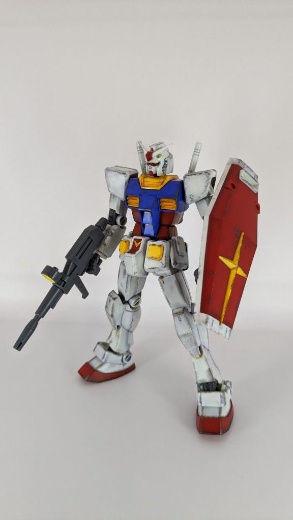 水性ホビーカラー【焼鉄色】を100均化粧スポンジでチッピング。楽しすぎてポンポンしまくりです(笑)間接部とか先に塗っておけば良かった😅