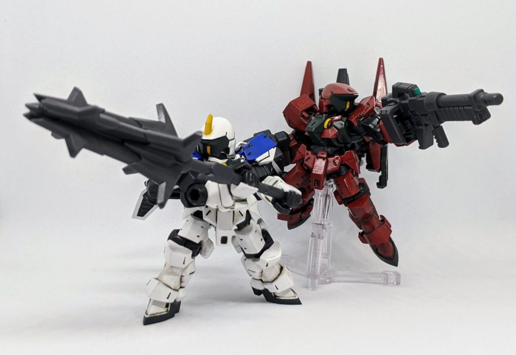 以上、グレイズ[三日月・オーガス機]＆グレイズ アサルトブースター装備 でした。久々にモビルスーツアンサンブルを触りましたが1つ500円で中々のクオリティのが手に入ると思うととても良いアイテムだと改めて実感しました。