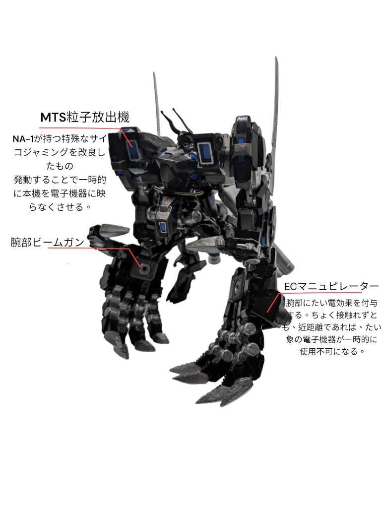 こんなかんじでの、紹介なんですがどうでしょうか、知識量とかやる気がもっとあれば、さらに細かくかけたと思うんですけどね。うーん無念()ちなみにスレイプニルは武器を持たないというスタイルなんです。なんで腕部での攻撃が主なんですよ。超接近スタイルロマンありません?ない?それとスレイプニルとデクスディアのもう一つの共通点としては超高機動からの一撃離脱戦法も可能ってことですね。ロマンありません?ない?(2回目)MTSてのはマッドシス・ティスト・サイコミュの略ですね。はい造語です。