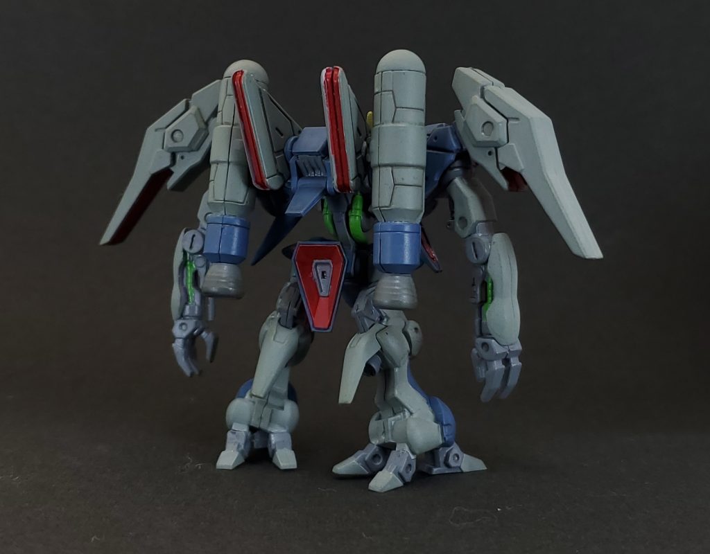 使った塗料はエヴァダークブルータミヤアクリル イエローグリーン〃ライトシーグレイ水性ホビーカラー グレー〃レッド〃イエローグリーンです下地にグレーサフ吹いてます