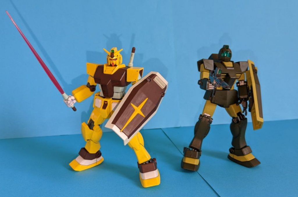 なんやかんやHGUCジムくんと並べるなら旧HGUCガンダムでしょう!という所はありますね。